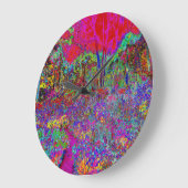 Grande Horloge Ronde Paysage de jardin psychédélique impressionniste (Angle)