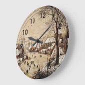 Grande Horloge Ronde Paysage hivernal avec patineurs (Angle)