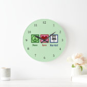 Grande Horloge Ronde Peace Love Disk Golf (Maison)