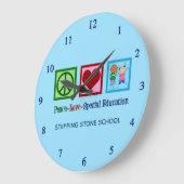 Grande Horloge Ronde Peace Love Éducation spéciale (Angle)