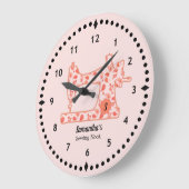 Grande Horloge Ronde Peach Paisley Sewing Machine Large Clock (Angle)