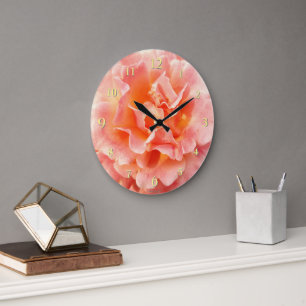 Grande Horloge Ronde Peach Rose Rose Flower Photo de fond