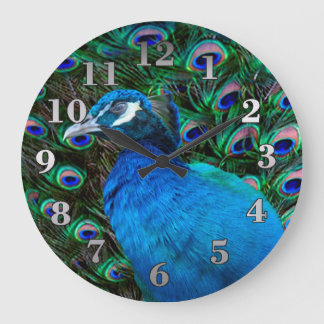 Grande Horloge Ronde Peacock et Feather