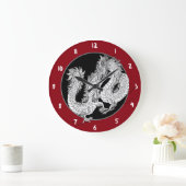 Grande Horloge Ronde Pearl de dragon chinois (Maison)