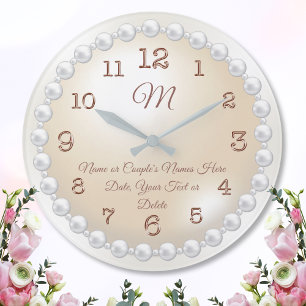 Grande Horloge Ronde Pearls monogrammed on Pearl Clock, personalized