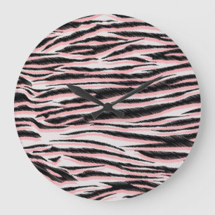 Grande Horloge Ronde Peau animale Abstraite Impression sans joint