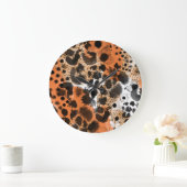 Grande Horloge Ronde Peau animale : motif léopard créatif. (Maison)