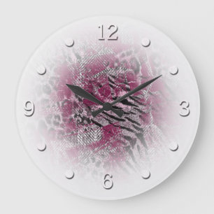 Grande Horloge Ronde Peau d'animal tacheté de Bourgogne