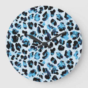 Grande Horloge Ronde Peau de Cheetah léopard : Aquarelle teinture Vinta