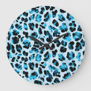 Grande Horloge Ronde Peau de Cheetah léopard : Aquarelle teinture Vinta