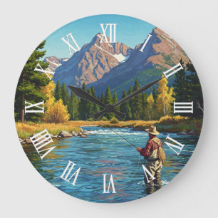 Grande Horloge Ronde Pêche à la mouche dans la rivière Yellowstone au M