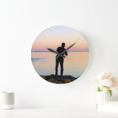 Grande Horloge Ronde Pêche de silhouette de pêcheur (Maison)