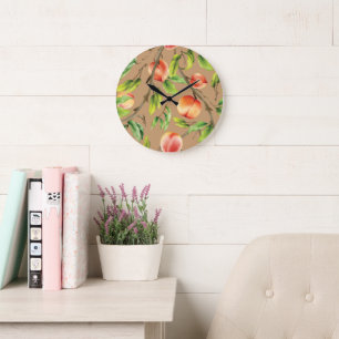 Grande Horloge Ronde Pêches sur l'arbre