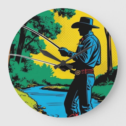 Grande Horloge Ronde Pêcheur sur Riverbank (Recto)
