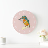 Grande Horloge Ronde Peinture à l'aquarelle Kingfisher Bird (Maison)