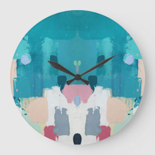Grande Horloge Ronde Peinture à l'huile Abstraite, texture colorée.
