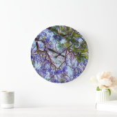 Grande Horloge Ronde Peinture à l'huile d'arbre de Jacaranda violet, gr (Maison)