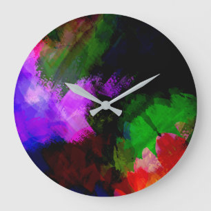 Grande Horloge Ronde Peinture aquarelle abstraite 2