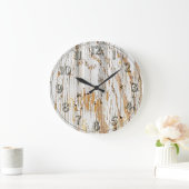 Grande Horloge Ronde Peinture blanche Peeling Abstrait (Maison)