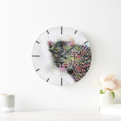 Grande Horloge Ronde peinture cool léopard d'aquarelle animal (Maison)