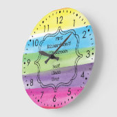 Grande Horloge Ronde Peinture d'aquarelle Rainbow enseignant (Angle)