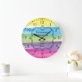 Grande Horloge Ronde Peinture d'aquarelle Rainbow enseignant (Maison)