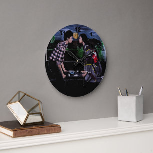 Grande Horloge Ronde Peinture de la cérémonie du thé japonaise par Alfr
