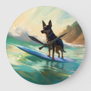 Grande Horloge Ronde Peinture de Surf sur Plage de Kelpie Australien