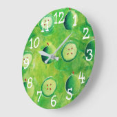 Grande Horloge Ronde Peinture des pommes (Angle)