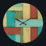 Grande Horloge Ronde Peinture multicolore sur les côtes contemporaines<br><div class="desc">Aqua, vert, rouge et jaune se rencontrent dans une explosion de couleur qui rappelle celle d'un motif sur une plage. Accrocher ce tableau côtier contemporain sur votre mur peut vous inciter à prendre ces vacances que vous avez repoussé! Faites un grand cadeau à tous ceux qui ont besoin d'une escapade...</div>