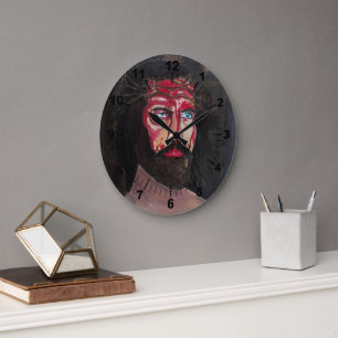 Grande Horloge Ronde Peinture Sang du Christ par Alfred Fox