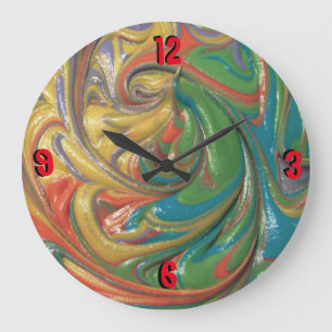 Grande Horloge Ronde peinture tourbillonnée