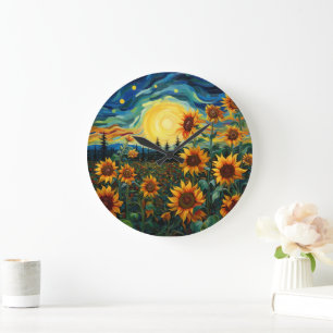 Grande Horloge Ronde Peinture Tournesols de Van Gogh