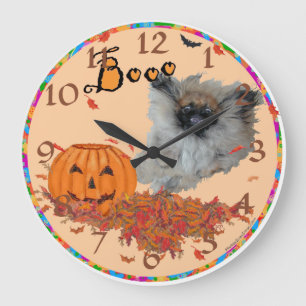 Grande Horloge Ronde Pékinois Halloween