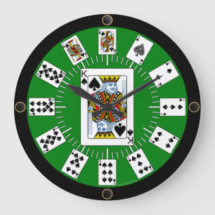 Grande Horloge Ronde Pelles de cartes de jeu de pont en tisonnier
