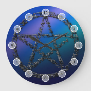 Grande Horloge Ronde Pentagramme bleu
