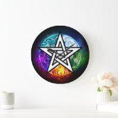 Grande Horloge Ronde pentagramme du Wiccan (Maison)