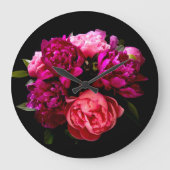 Grande Horloge Ronde Peonées Dramatiques Roses Et Violettes (Recto)