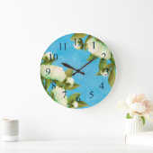 Grande Horloge Ronde Peonies blanches classiques Bouquet floral (Maison)