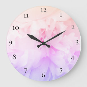 Grande Horloge Ronde ***Peony Flower Photo avec Pink Lavender