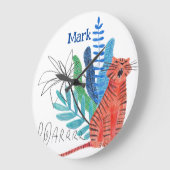 Grande Horloge Ronde Pépinière à thème Jungle (Angle)