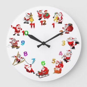 Grande Horloge Ronde Père Noël amusant Noël