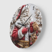 Grande Horloge Ronde Père Noël avec des cadeaux pour un Noël joyeux (Angle)