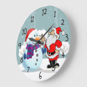 Grande Horloge Ronde Père Noël et Snowman (Angle)