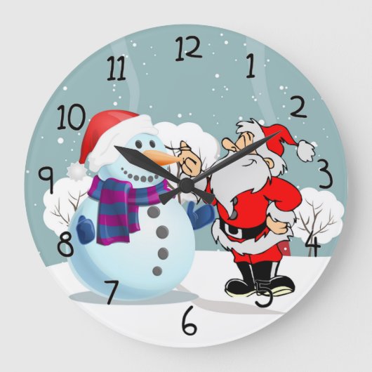 Grande Horloge Ronde Père Noël et Snowman (Recto)