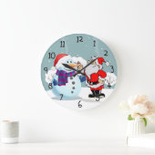 Grande Horloge Ronde Père Noël et Snowman (Maison)