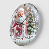 Grande Horloge Ronde Père Noël Festif Tree" - Mur de Noël joyeux (Angle)