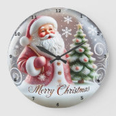 Grande Horloge Ronde Père Noël Festif Tree" - Mur de Noël joyeux (Recto)