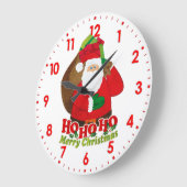Grande Horloge Ronde Père Noël ho ho ho la neige graphique mur de Noël  (Angle)
