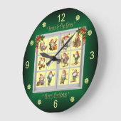 Grande Horloge Ronde *Père Noël & Les Elfes Vous Souhaitent Un Joyeux N (Angle)